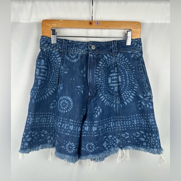 Free People Printed A-Line Denim Shorts - Picture 2 of 5
